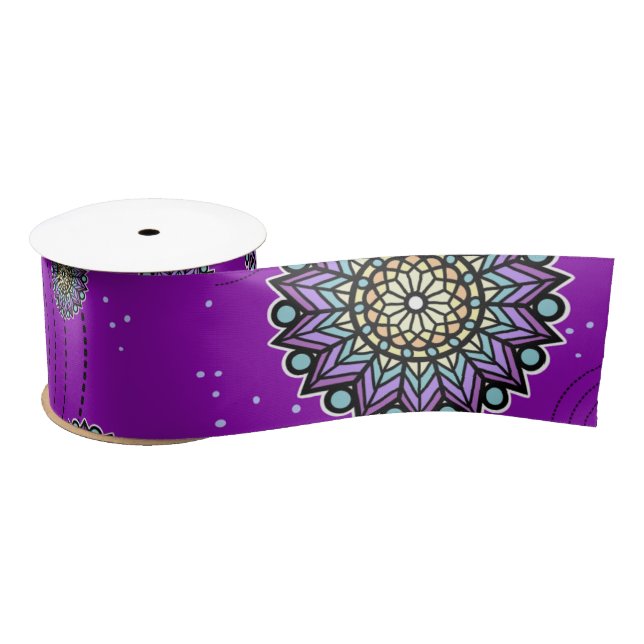 Purple Themed Round Design Pattern Satinband (Spule)