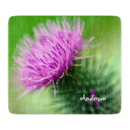 Purple Thistle Glass chopping board Schneidebrett