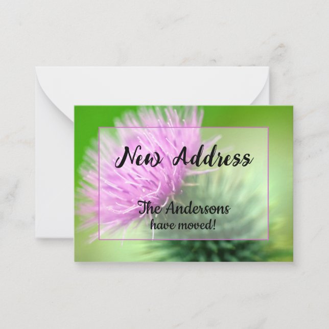 Purple Thistle Nouveau Faire-part d'adresse (Devant)