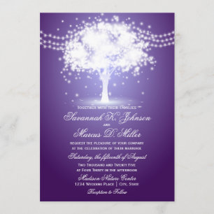 Purple Tree String éclaire les invitations de mari