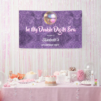 Purple Trendy In My Double Digits Era Birthday Banner