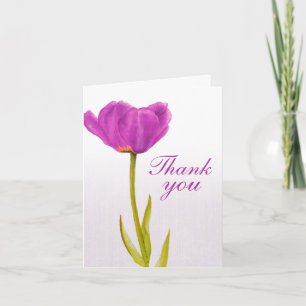 Purple tulip fine art wedding thank you card dankeskarte