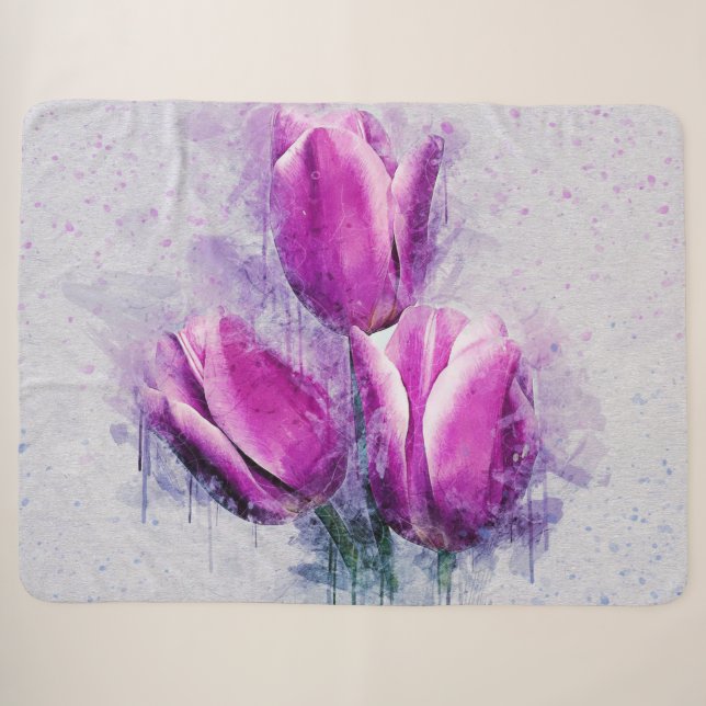 Purple Tulips Sherpadecke (Vorderseite (Horizontal))
