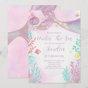 Purple Turquoise Sirène Invitation Anniversaire