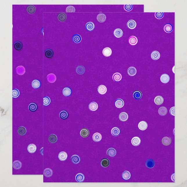 Purple Twisty Polka Dot Spiral 2-Sided Scrap Paper (Vorne/Hinten)