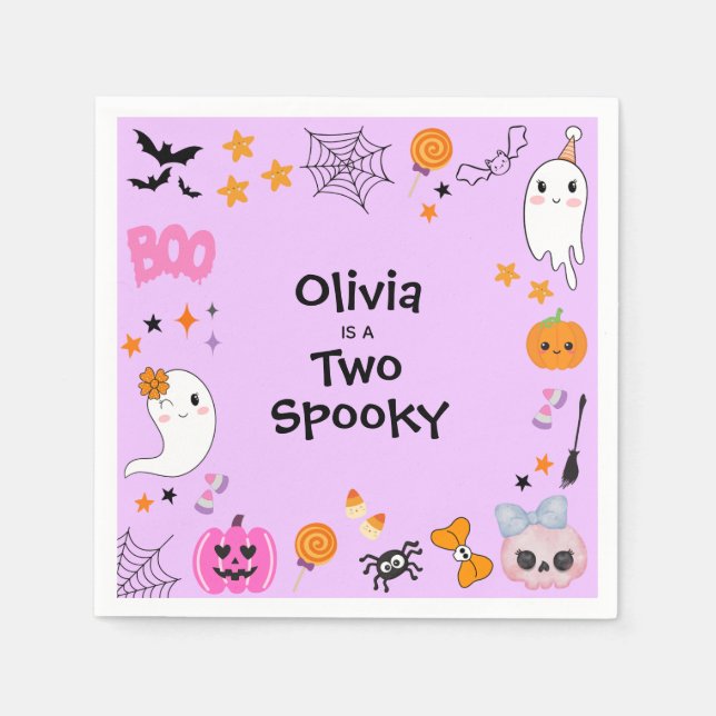 Purple Two Spooky  Cute Halloween 2nd Birthday Serviette (Vorderseite)