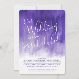 Purple ultra violet art rescheduled wedding einladung