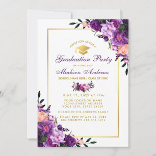 Purple Ultra Violet Floral Invitation de la fête d