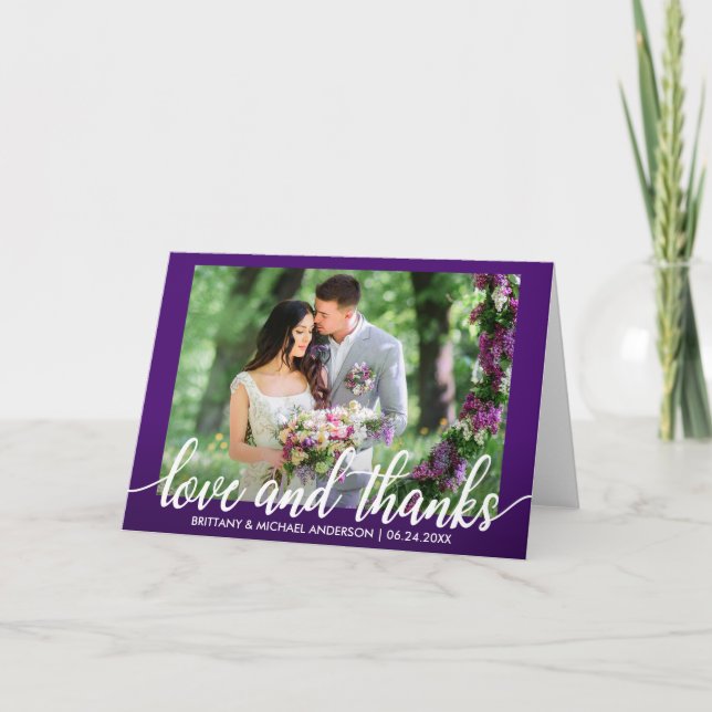Purple Ultra Violet Mariage Amour et Merci Plier (Devant)