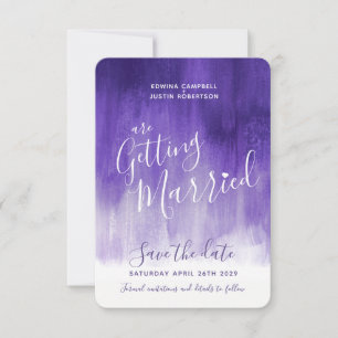 Purple ultraviolet modern art save the date cards