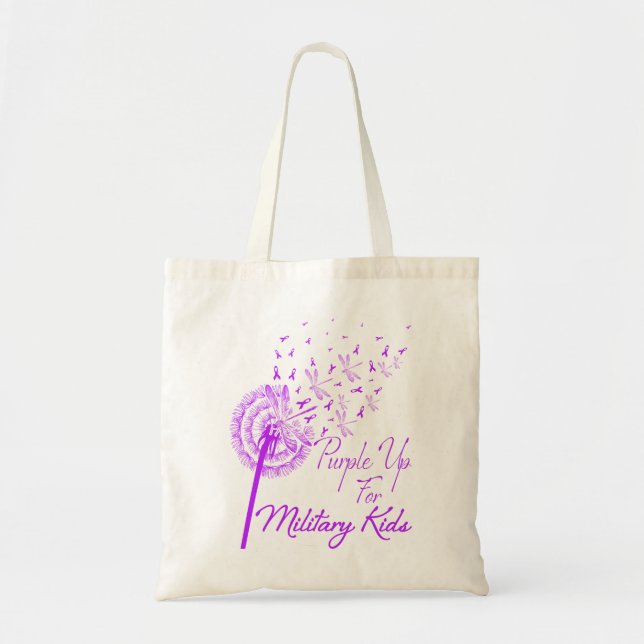 Purple up for Military Kids Dandelion - Month Tragetasche (Vorne)