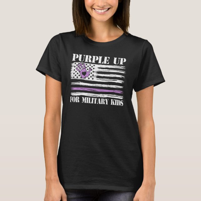 Purple Up Military Kids Military Child Retro Ameri T-Shirt (Vorderseite)