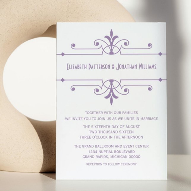 Purple v2 Fancy Ornamental Wedding Invitation (Purple v2 Fancy Ornamental Wedding Invite)