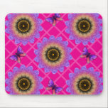Purple Velvet Sunflower & Butterfly Pattern Mousepad<br><div class="desc">Add a touch of whimsy to your home with this unique floral pattern. The artwork features large, textured flowers in rich shades of purple and orange that look like soft velvet or embroidery. Paired with cute butterflies on a subtle pastel pink grid background, this design is perfect for cottagecore home...</div>