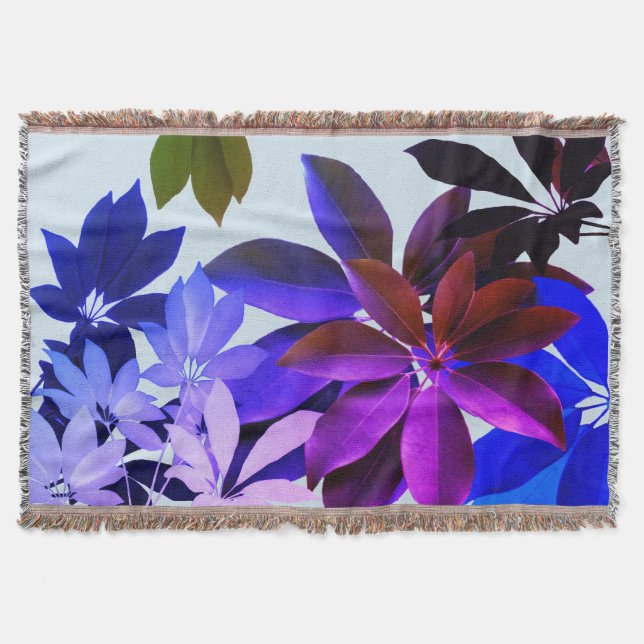 Purple, Vert & Bleu Feuilles Jetez la couverture (Devant)