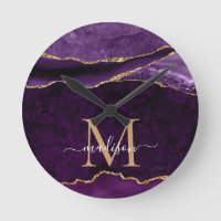 Purple Violet Gold Agate Geode Glitter Monogram