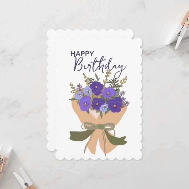 Purple Violets February Birth Flower Bouquet  (Vorderseite/Rückseite Beispiel)