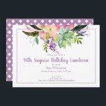 Purple Watercolor Floral 90 Einladung<br><div class="desc">This pink and purple watercolor floral einladung is perfect for your special celebration. This design feys a white background accented with a boho floral and succulculent with custom typography. Add your information to complete the look.</div>