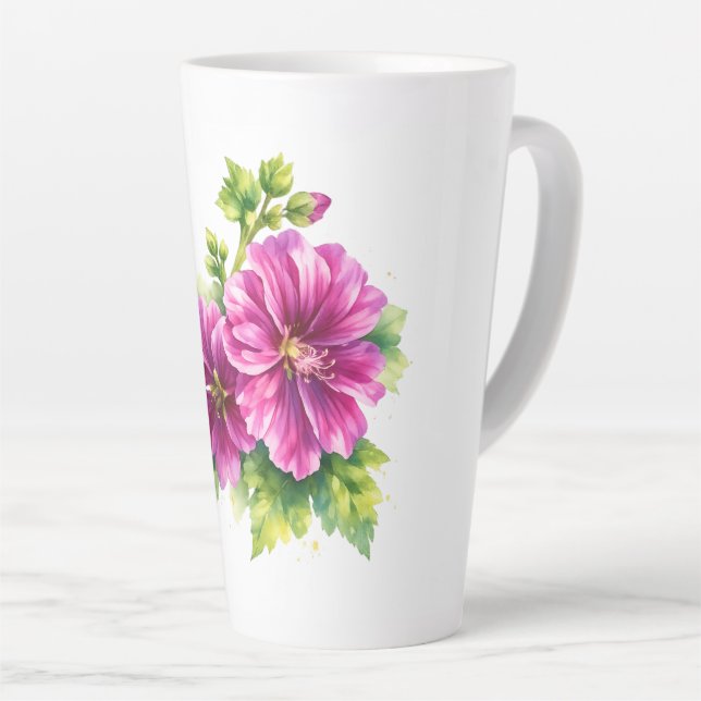 Purple Watercolor Flower Illustration  Milchtasse (Rechte Ecke)