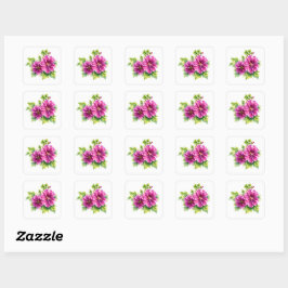 Purple Watercolor Flower Illustration Quadratischer Aufkleber