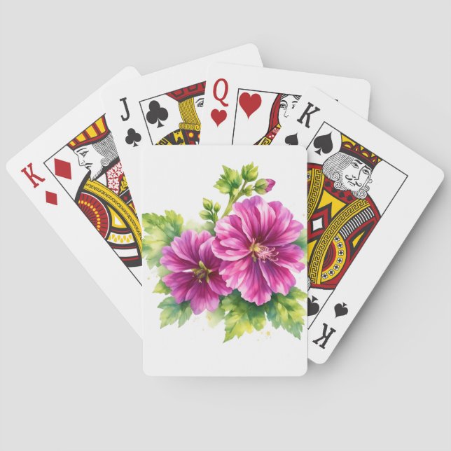 Purple Watercolor Flower Illustration  Spielkarten (Rückseite)
