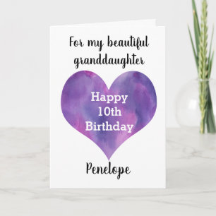 Purple Watercolor Heart Carte d'anniversaire 10e