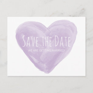 Purple Watercolor Heart Enregistrer la date Carte 
