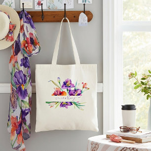 Purple watercolor Iris personalized  Tote Bag