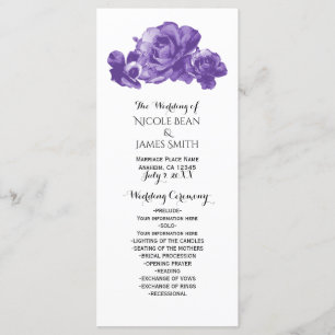 Purple Watercolor Programme de mariage Vintage des