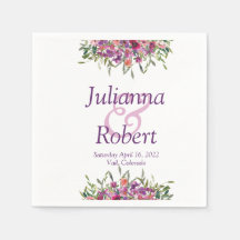 Purple watercolor wildflowers napkins