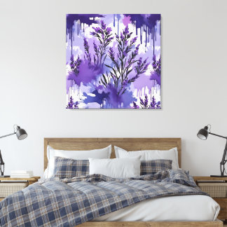 Purple Watercolor with Florals Leinwanddruck