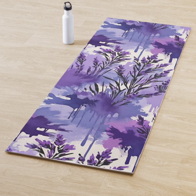 Purple Watercolor with Florals Yogamatte (Beispiel)
