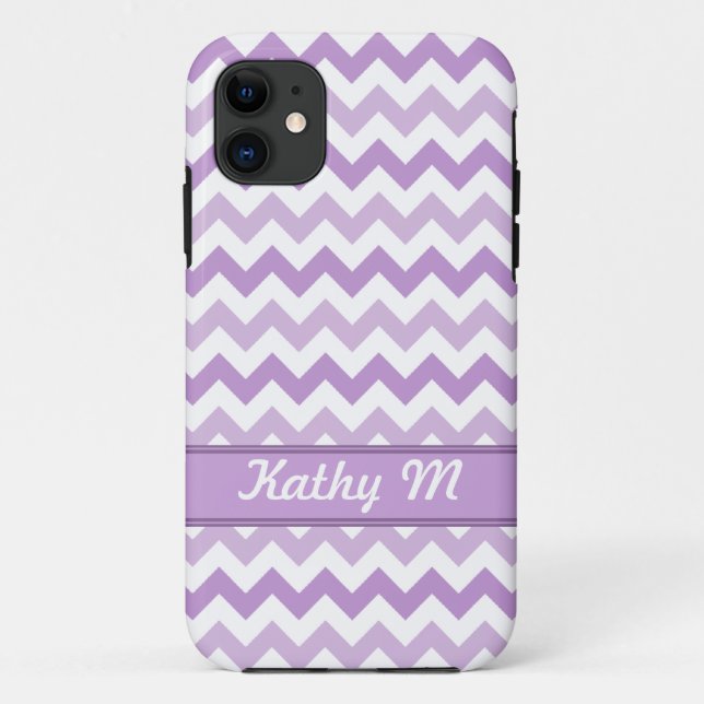 Purple & White Chevron personnalisé iPhone 5 Coque (Dos)