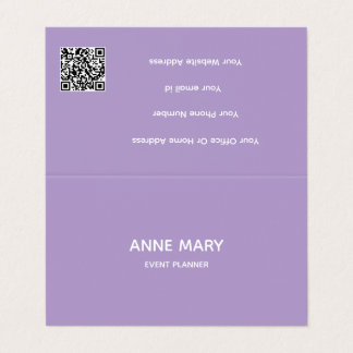 Purple White Lavender Violet Professional QR Code  Visitenkarten