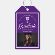 Purple White Medical School Photo Graduation Party