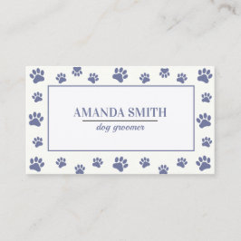 Purple White Paw Prints Dog Groomer Business Card Visitenkarte