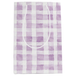 Purple White Plaid Stripes Mittlere Geschenktüte