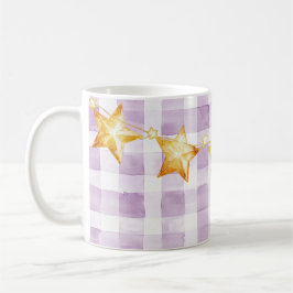 Purple White Stripes Gold Stars Baby Shower Kaffeetasse