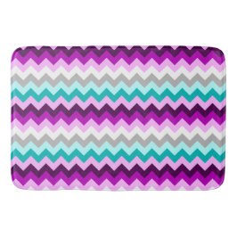 Purple White Teal Chevrons Large Bath Mat Badematte