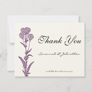 Purple Wild Flower Branche Mariage Merci Cartes
