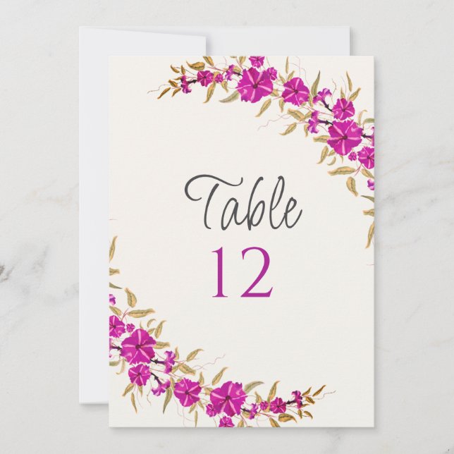Purple Wild Trumpet Flower Wedding Table Number Einladung (Vorderseite)