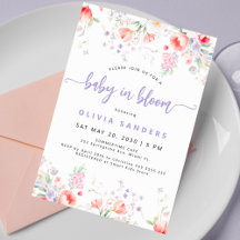 Purple wildflower floral baby in bloom shower