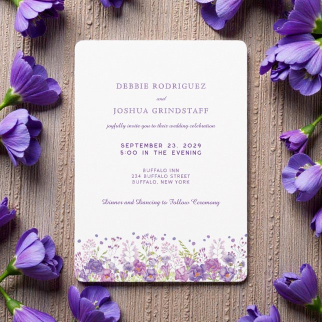 Purple Wildflowers Wedding Invitation  Einladung (Von Creator hochgeladen)