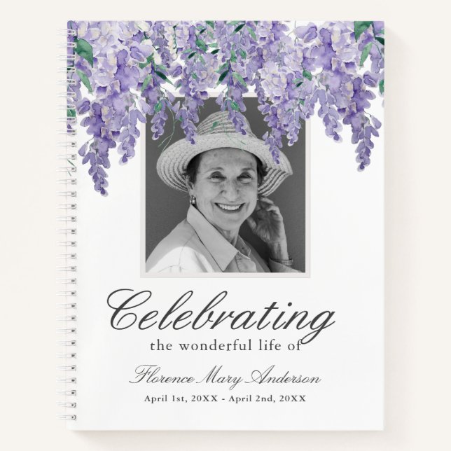 Purple Wisteria Memorial Funeral Livre d'or (Devant)