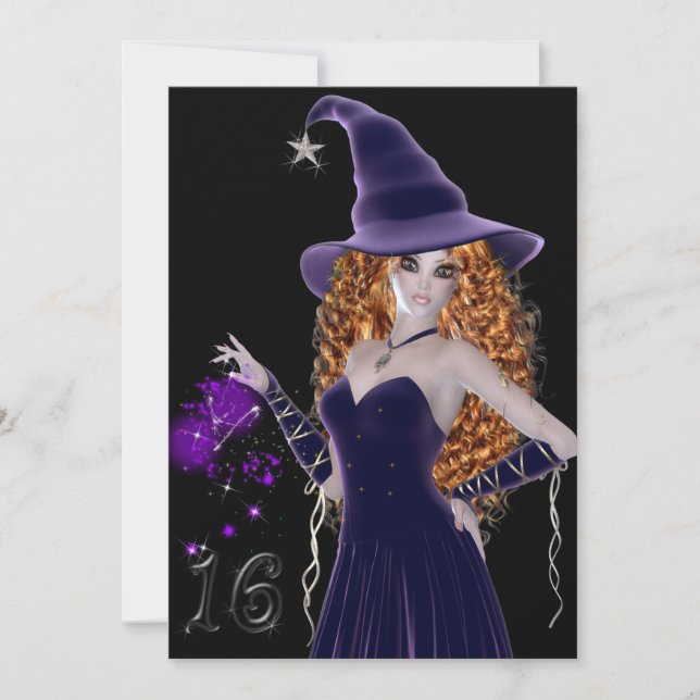 Purple Witch Sweet 16 Anniversaire Invitation (Devant)