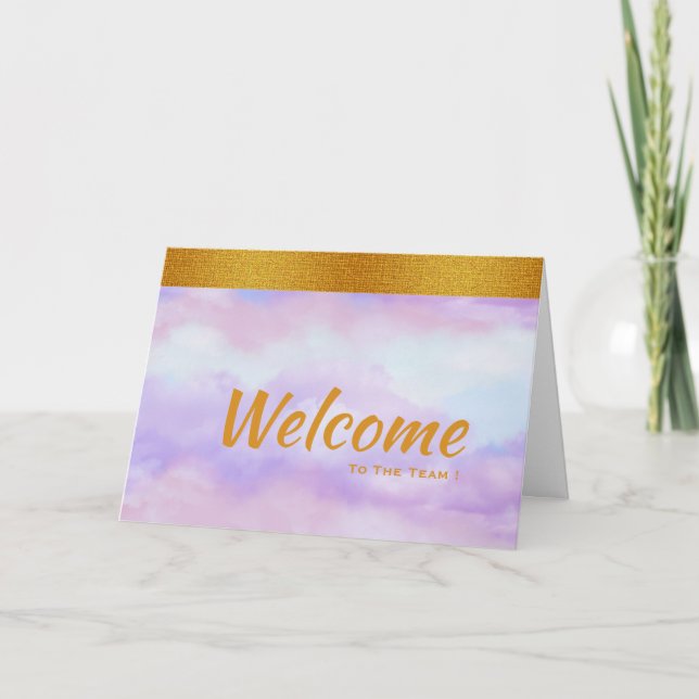Purple with Gold Badge Band Thank You Card Dankeskarte (Vorderseite)