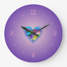 Purple with Rainbow Heart> Girls Wall Clocks