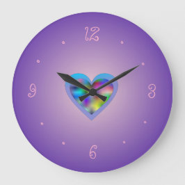 Purple with Rainbow Heart> Girls Wall Clocks Quadratische Wanduhr