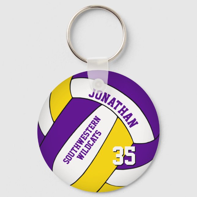 purple yellow team name boys' volleyball schlüsselanhänger (Vorderseite)