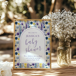 Purple Yellow Watercolor Wildflower Baby Shower Poster